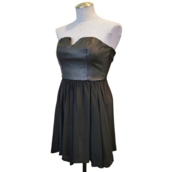 Amanda Uprichard Dresses & Skirts - Amanda Uprichard | Faux Leather Bust Strapless A line Mini Dress Black
